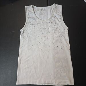 Womens Medium Rhinestone Tank Top White Olivia Jordan Sparkle Fairycore Princess